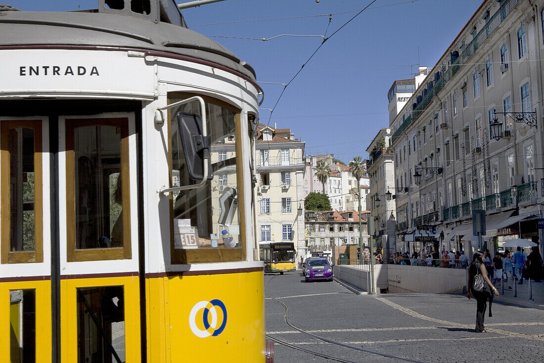 Tram on the Praça da Figueira, Lisbon, Portugal