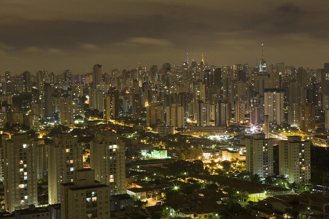 Skyscrapers in the city center of São Paulo at night, Brazil