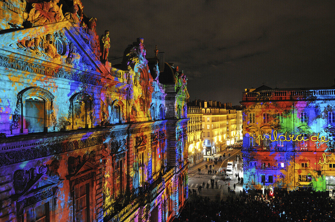 Lyon´s Festival of Lights is a four-day event where contemporary light installations illuminate the city. Rhône-Alpes, France