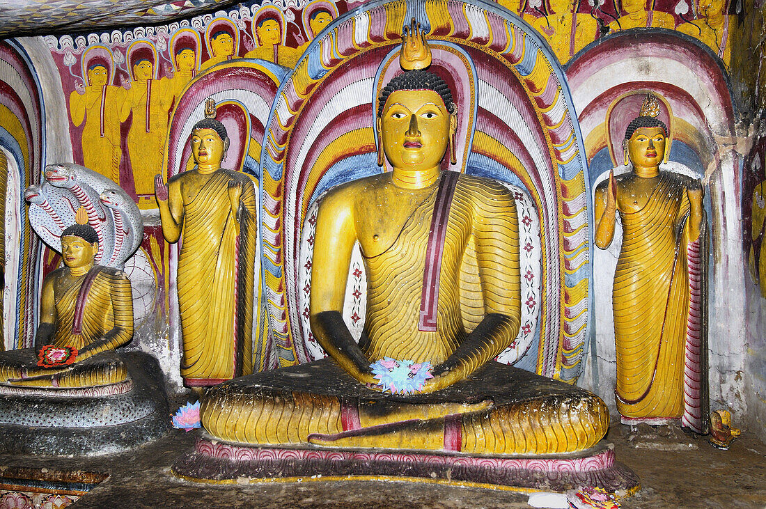 Buddhist statues in Dambulla cave temple, Sri Lanka