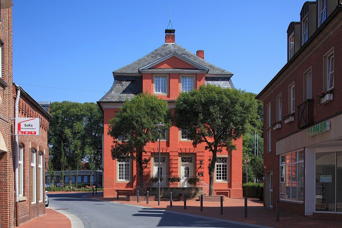 D-Meppen, Ems, Hase, Hasetal, Emsland, Niedersachsen, Arenbergische Rentei, Profanbau, Klassizismus, Stadtmuseum, Heimatverein Meppen, Architekt August Reinking, ehemaliger Eigentuemer Kaufmann Ferdinand Frye, D-Meppen, Ems, Hase, Hase Valley, Emsland, Lo