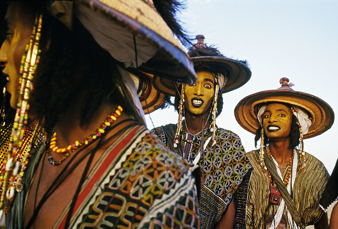 Wodaabe  or Bororo) men in the Cure Salee festival, Niger
