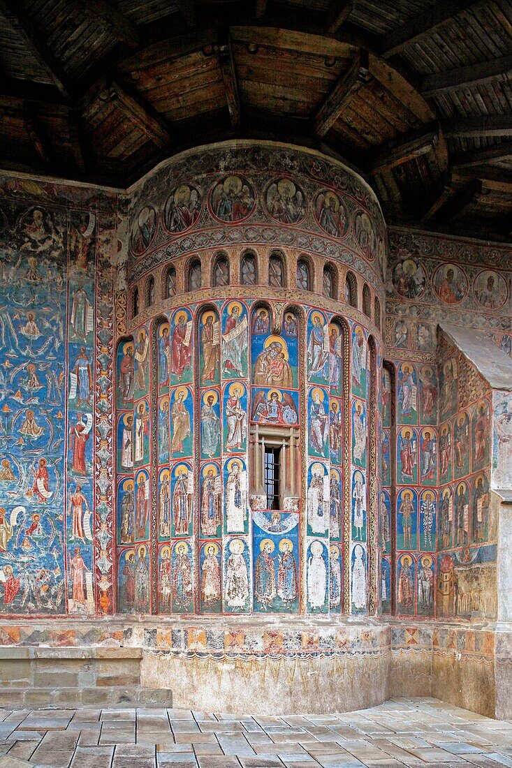 Romania,Moldavia Region,Southern Bucovina,Voronets Monastery,Church of St  George,Frescos,wall paintings,biblical scenes