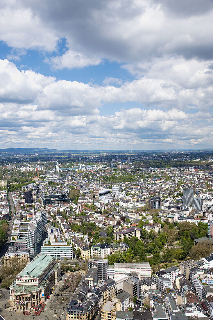 Germany, Hessen, Frankfurt-am-Main, Main Tower view, Alte Oper, Opera and Opernplatz