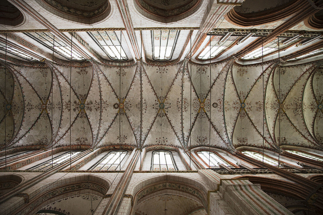 Germany, Schleswig-Holstein, Lubeck, Marienkirche church, Gothic church interior