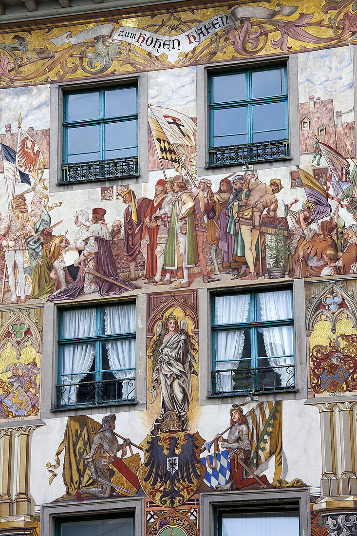 Old Town painted buildings, Konstanz, Lake Constanze area, Baden-Wurttemberg, Germany
