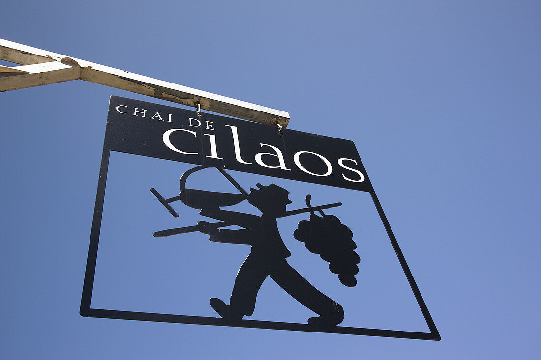 Sign for Chai de Cilaos wines, Cilaos, Cirque de Cilaos, Reunion island, France