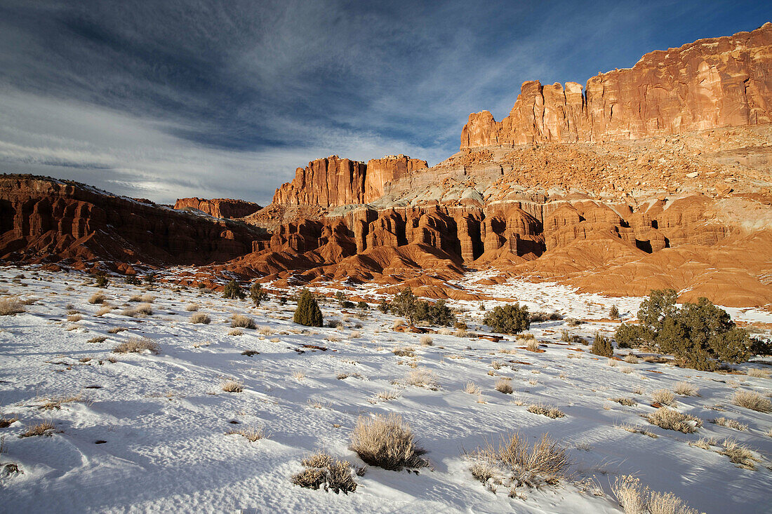 The Castle in winter, Capitol Reef National Park, Torrey, Utah, USA