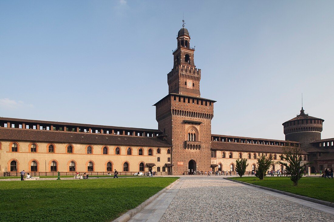 Italy, Lombardy, Milan, Castello Sforzesco castle