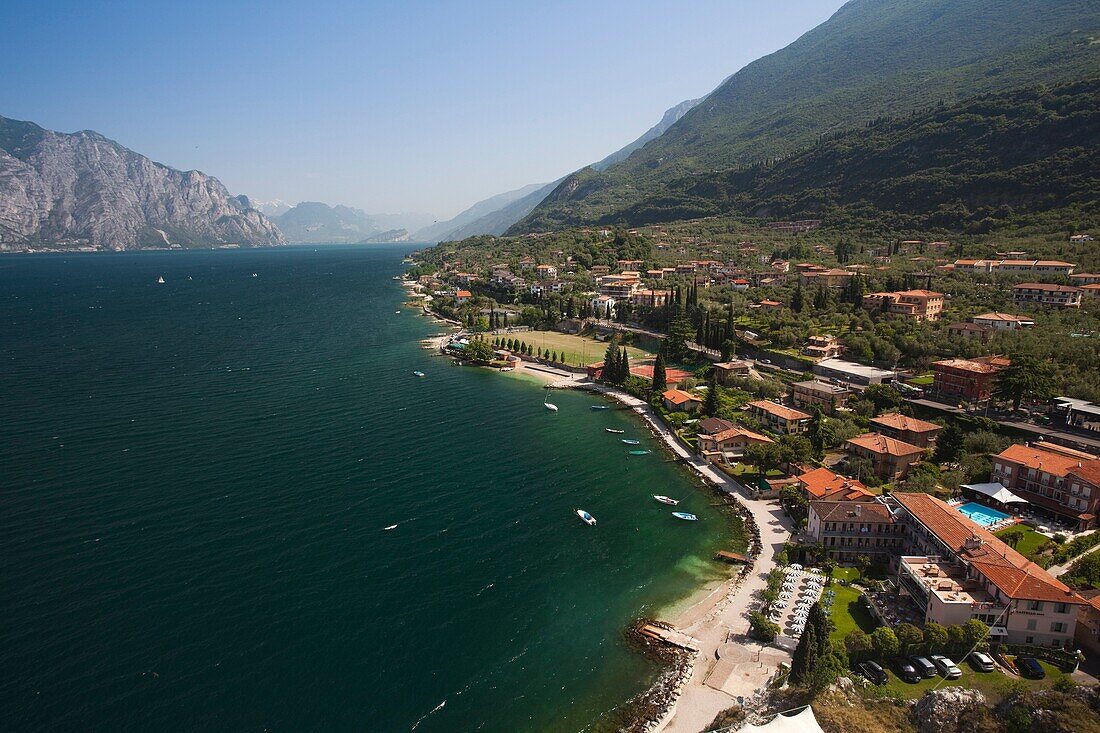 Italy, Veneto, Lake District, Lake Garda, Malcesine, shore view from Castello Scaligero castle