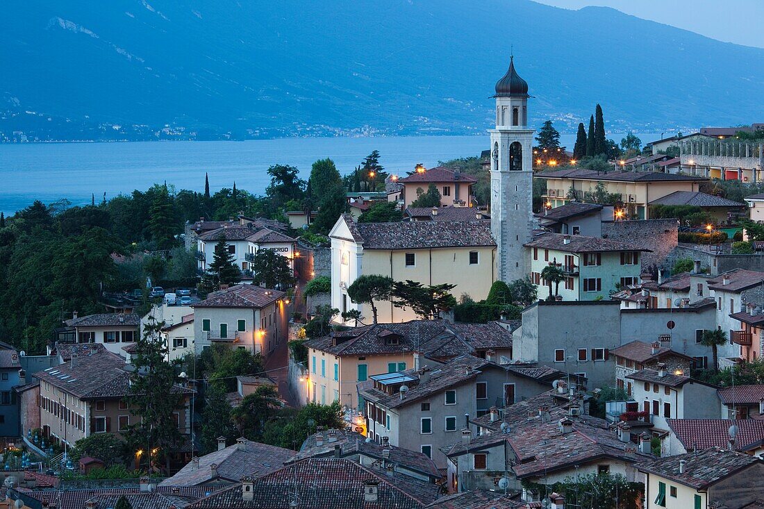 Italy, Lombardy, Lake District, Lake Garda, Limone sul Garda, Chiesa San Benedetto church, dawn