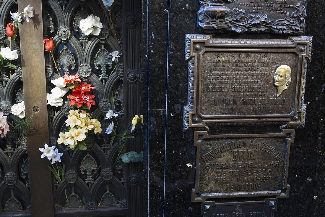 Argentina, Buenos Aires, Recoleta, Recoleta Cemetery, tomb of Eva Duarte Peron, Evita, former first lady