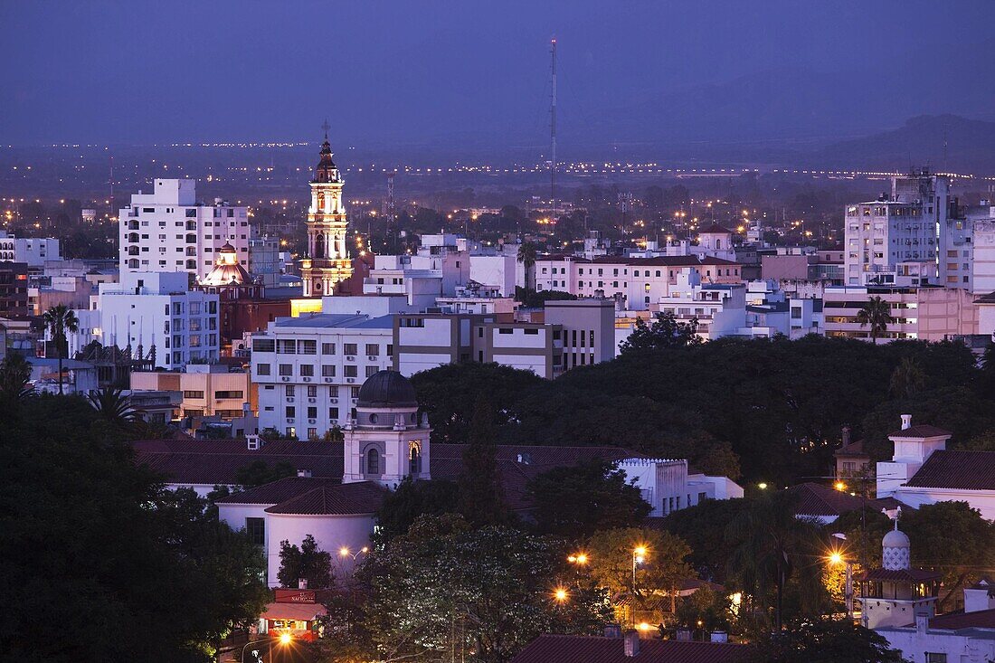 Argentina, Salta Province, Salta, view from the east, dawn