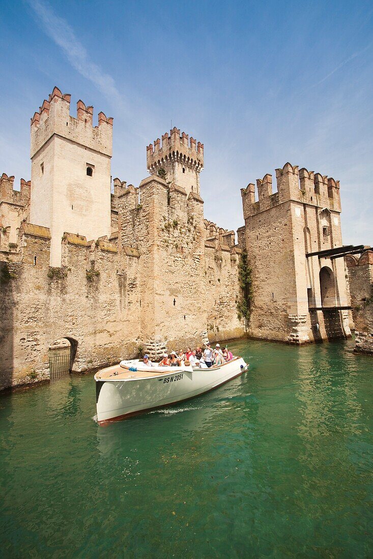 Italy, Lombardy, Lake District, Lake Garda, Sirmione, Castello Scaligero, b 1250