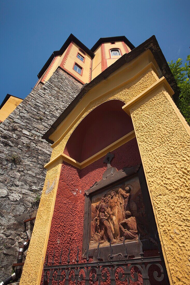 Switzerland, Ticino, Lake Maggiore, Locarno, Madonna del Sasso church and Via Monti della Trinita steps