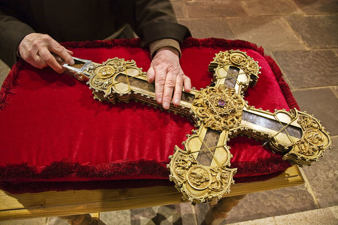 Lignum Crucis, the biggest surviving piece of the Holy Cross preserved in the monastery of Santo Toribio de Liebana, valley of Liebana, Picos de Europa National Park, Cantabria, Spain