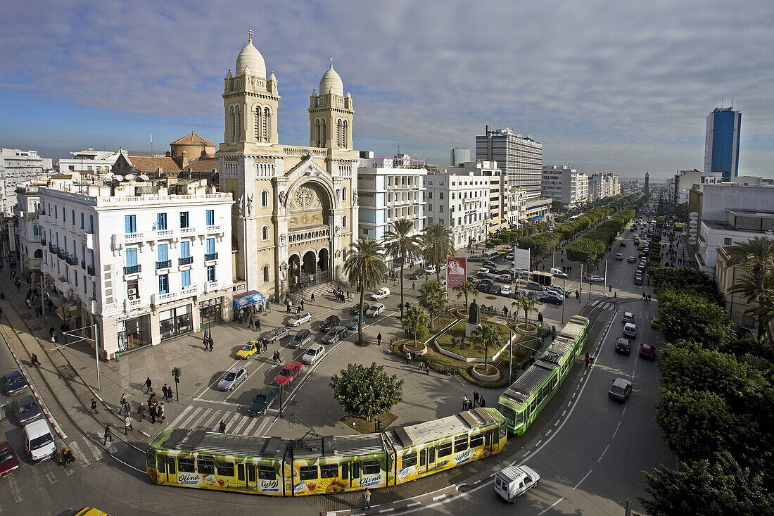 Cathedral and Habib Bourguiba Avenue, Tunis City, Tunisia  December 2008)