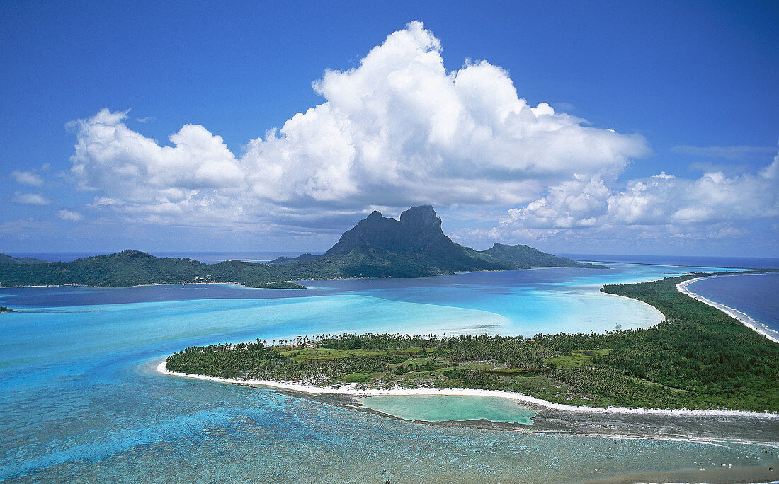 Lagoon and Otemanu Mountain, Bora Bora, Society Islands, French Polynesia