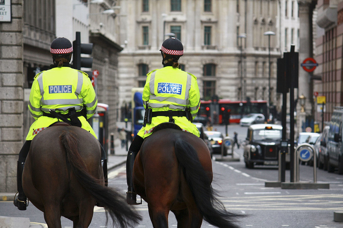 Mounted policemen. London. England.