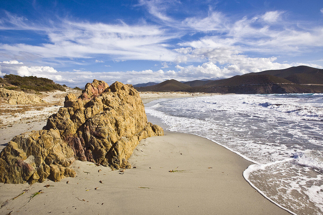 View of Ostriconi beach. Haute-Corse, Corsica Island, France