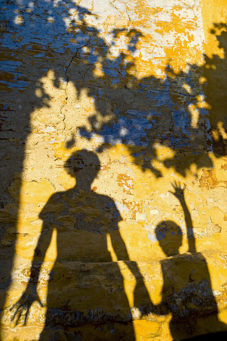 Shadows on wall, Chorio, Simi. Dodecanese islands, Greece