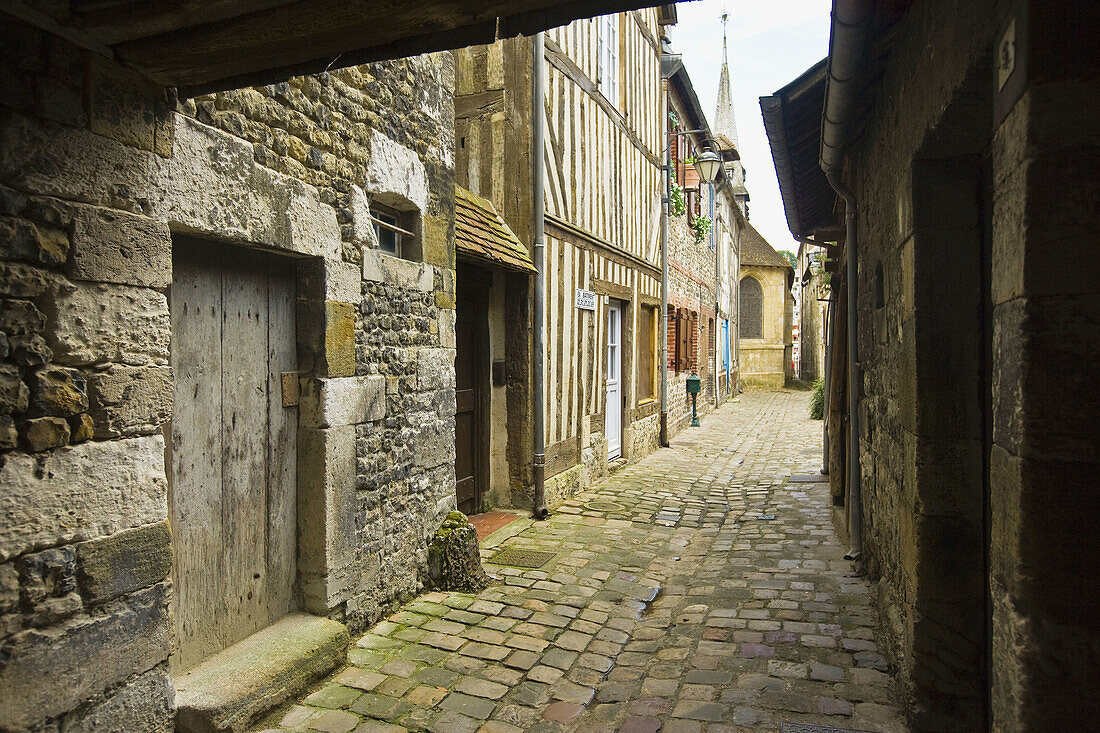 Typical street, Honfleur. Calvados, Basse-Normandie, France