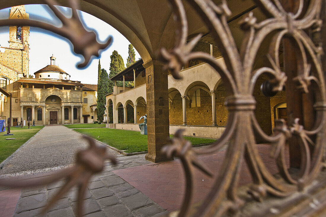 Pazzi Chapel and first cloister of the Basilica di Santa Croce, Florence. Tuscany, Italy