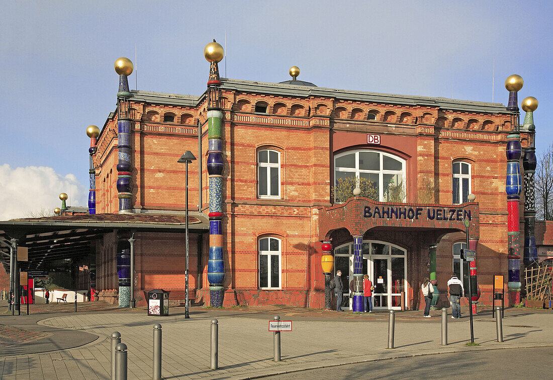 the railway station of Uelzen, designed by Friedensreich Hundertwasser, Lower Saxony, Germany