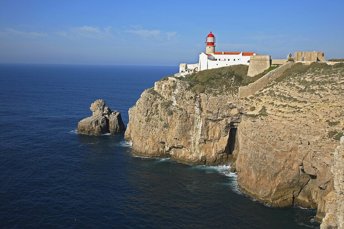 lighthouse at the Cabo de Sao Vicente, Algarve, Portugal