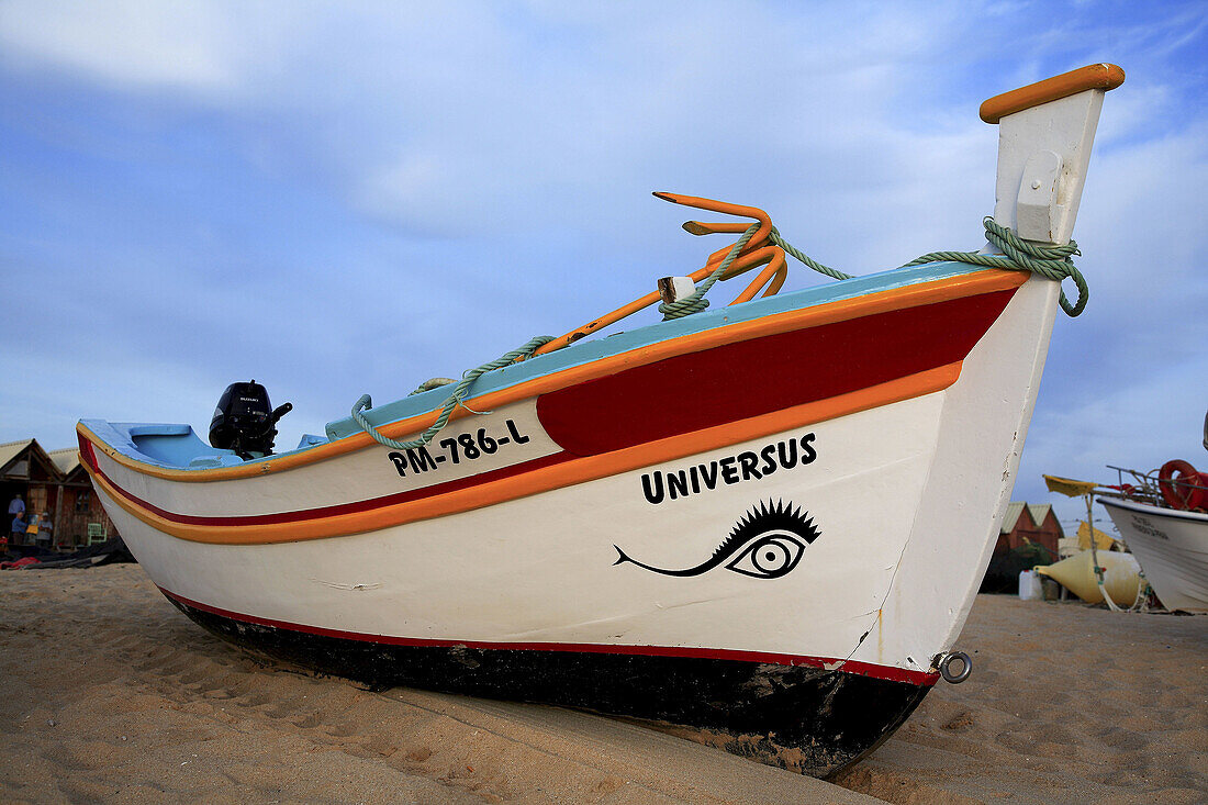 fishingboat on the beach of Armacao de Pera, Algarve, Portugal