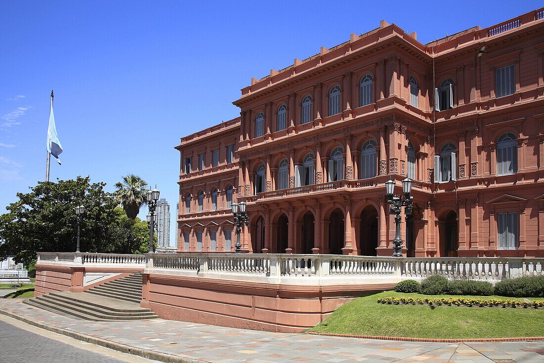 Casa Rosada, Präsidentenpalast an der Ostseite der Plaza de Mayo, Buenos Aires, Argentinien / Casa Rosada, presidential palace on the eastern side of the Plaza de Mayo Square, Buenos Aires, Argentina