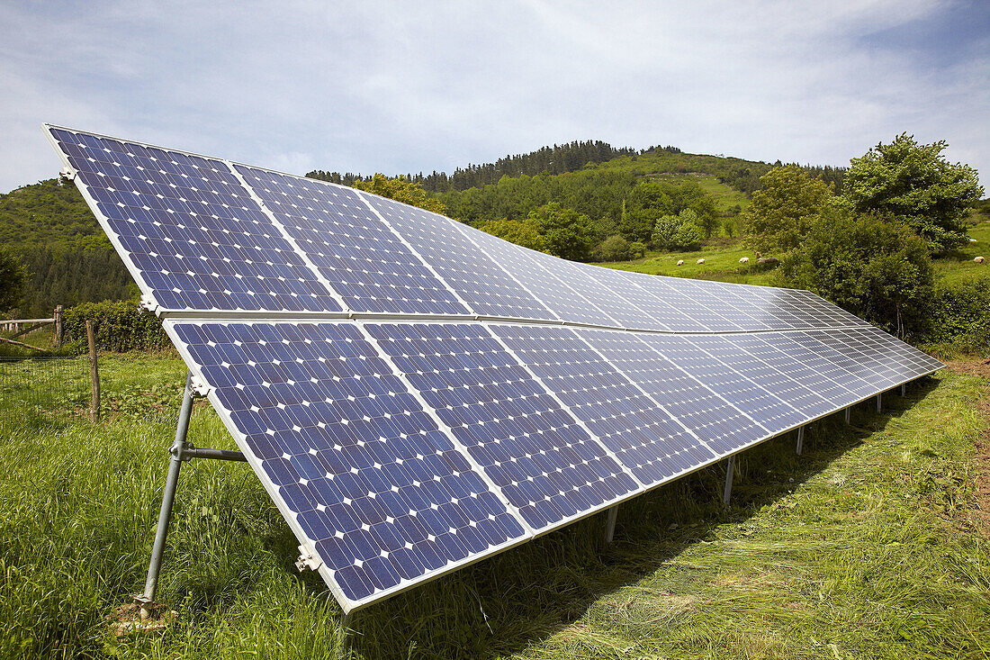 Solar panels, Beizama, Guipuzcoa, Basque Country, Spain