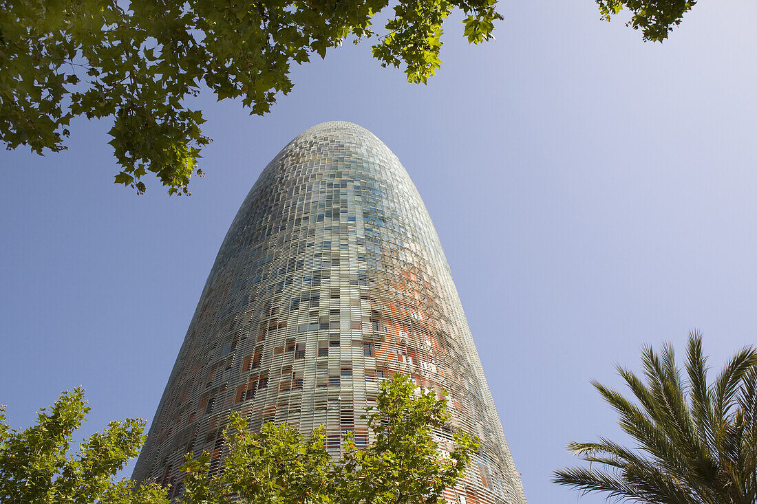 Torre Agbar, Agbar Tower in Barcelona, Catalonia, Spain