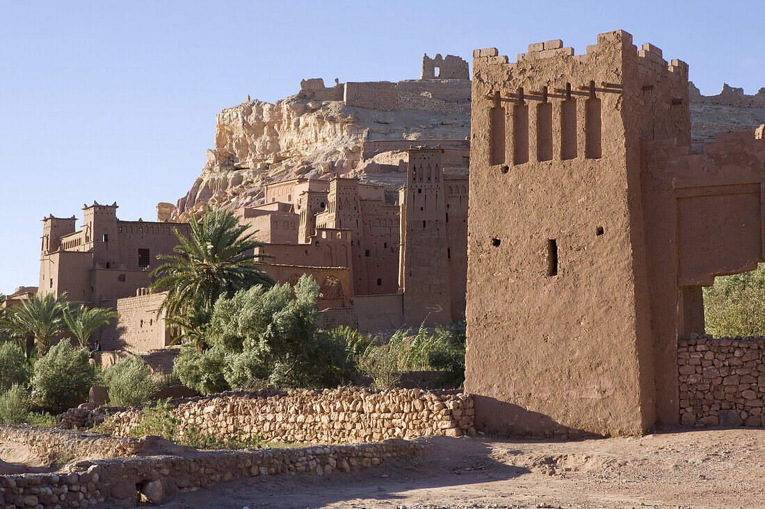 Kasbah in Aït-Ben-Haddou, Weltkulturerbes der UNESCO, bei Ouarzazate, am Fusse des Hohen Atlas im Südosten Marokkos, Marokko