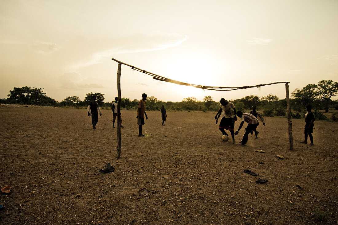 Soccer match bare-footed, near Kara, Togo