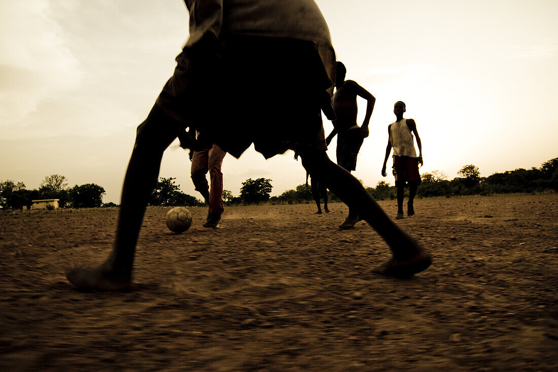 Soccer match bare-footed, near Kara, Togo