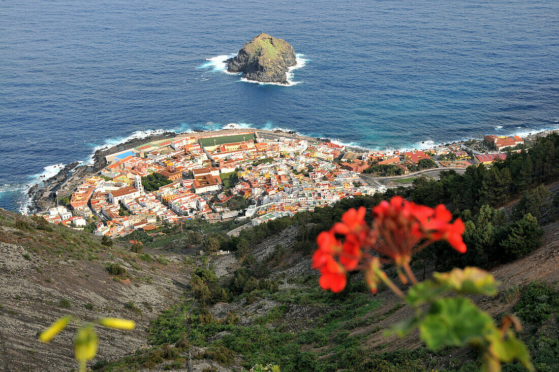 Blick auf die Stadt Garachico am Meer, Teneriffa, Kanarische Inseln, Spanien, Europa