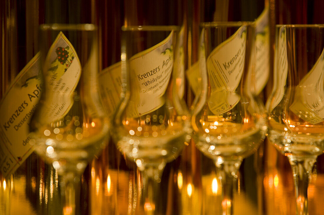 Apple Sherry Bottles in the Rhöner Schau-Kelterei, Gasthof Zur Krone, Das Rhönschaf Hotel, Ehrenberg, Seiferts, Rhoen, Hesse, Germany