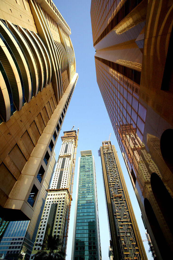 High rise buildings along Sheikh Zayed Road, Dubai, UAE, United Arab Emirates, Middle East, Asia