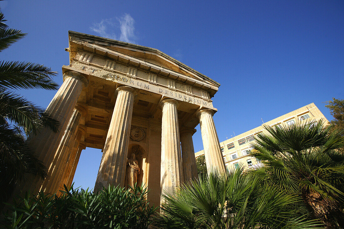 Temple at Lower Barraca Gardens, Valletta, Malta, Europe