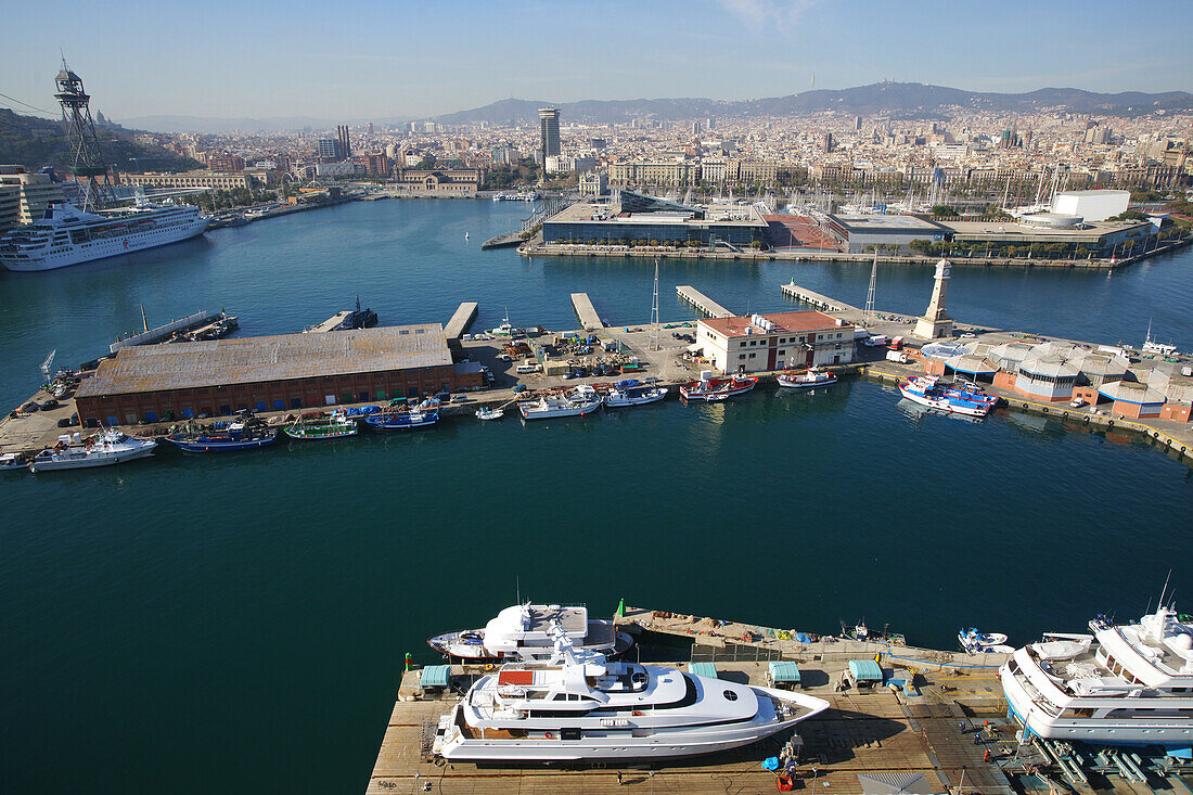 Blick über den Hafen von Barcelona, Spanien, Europa