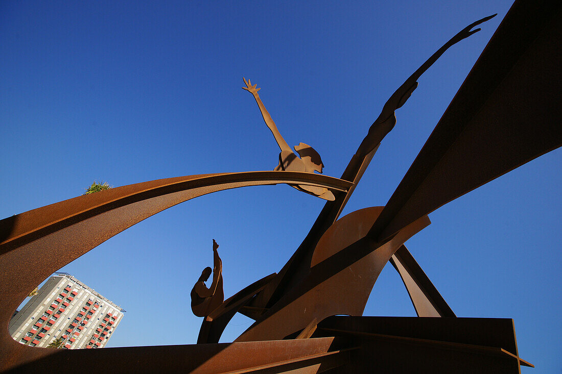 Sculpture under blue sky, Spain, Europe