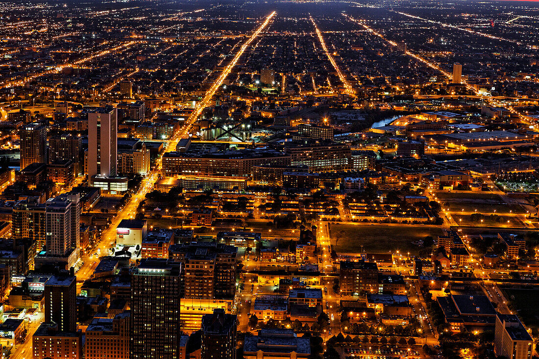 View from the Observatory Deck of the John Hanckock Tower, Chicago, Illinois, USA