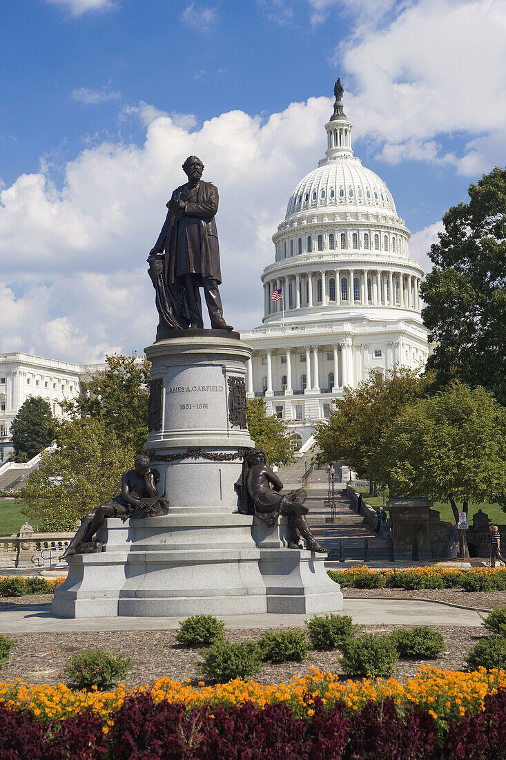 James A Garfield Statue in front of the United States Capitol, Washington DC, USA