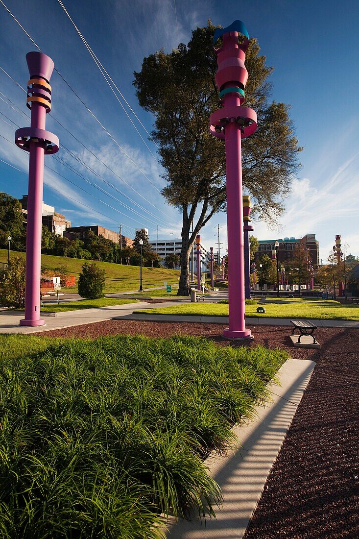 USA, Mississippi, Vicksburg, Mississippi Riverfront , Catfish Row Landing, Childrens Art Park