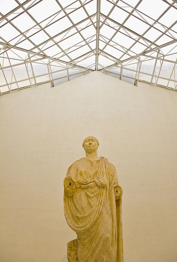Statue of Roman emperor Trajan preserved in the Archaeological Museum, Cadiz. Andalusia, Spain