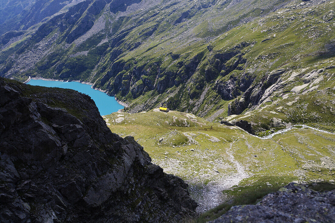 Lago di Teleccio, Rifugio Pontese, Alta Via del Canavese, Gran Paradiso Nationalpark, Piedmont, Italy