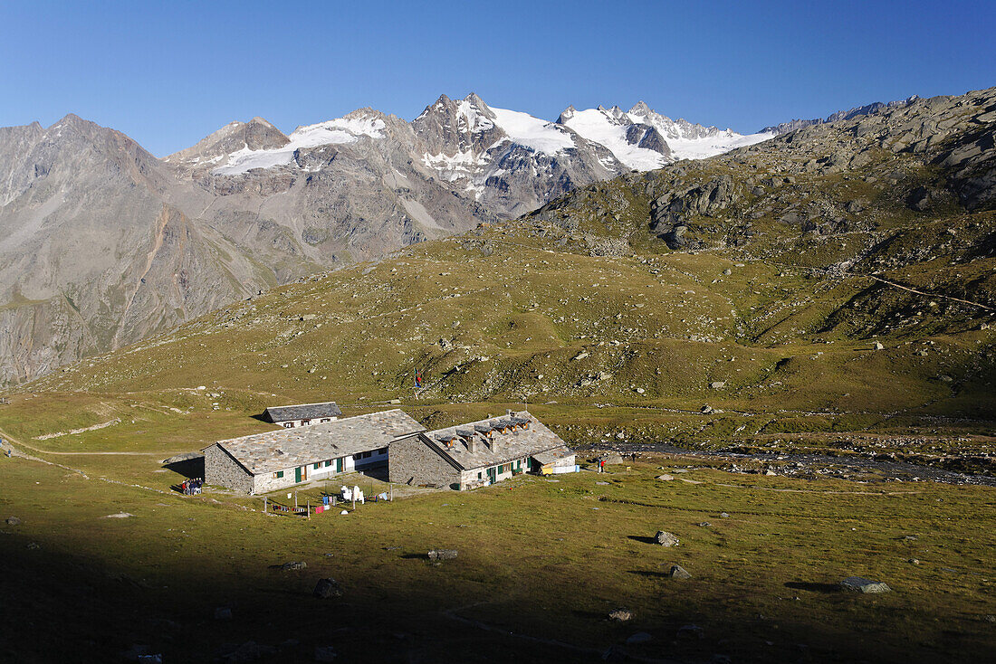 Mountain hut Rifugio Vittorio Sella, Gran Paradiso National Park, Aosta valley, Italy