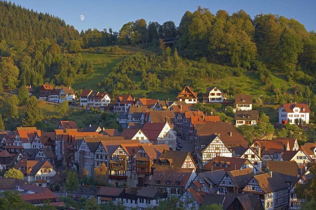 View at the town of Schiltach, Valley Kinzigtal, Southern Part of Black Forest, Black Forest, Baden-Württemberg, Germany, Europe