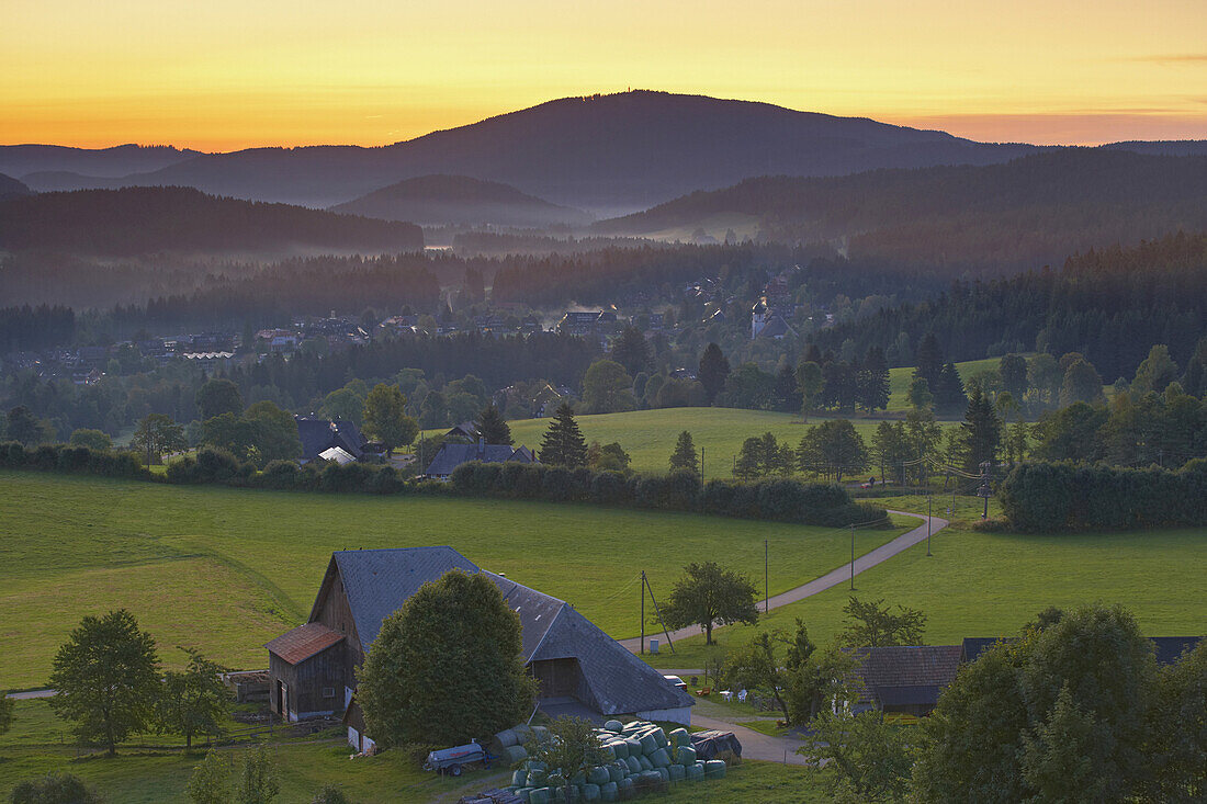 View at Hinterzarten on a summer morning, Southern part of Black Forest, Black Forest, Baden-Württemberg, Germany, Europe